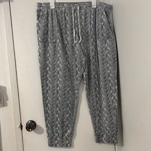Gray and white pajama pants